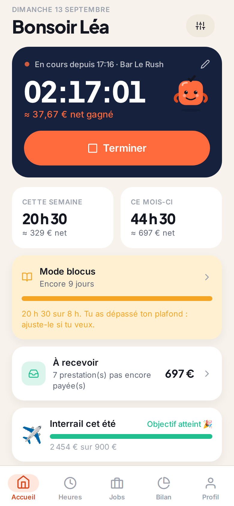 Démo de Trakko, avec les heures de Léa